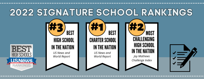 2022 Signature School Rankings-#3 Best High School-#1 Best Charter School-#2 Most Challenging High School