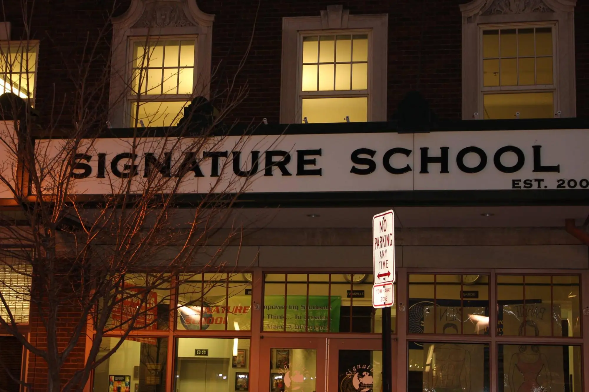 Signature Entrance at Night