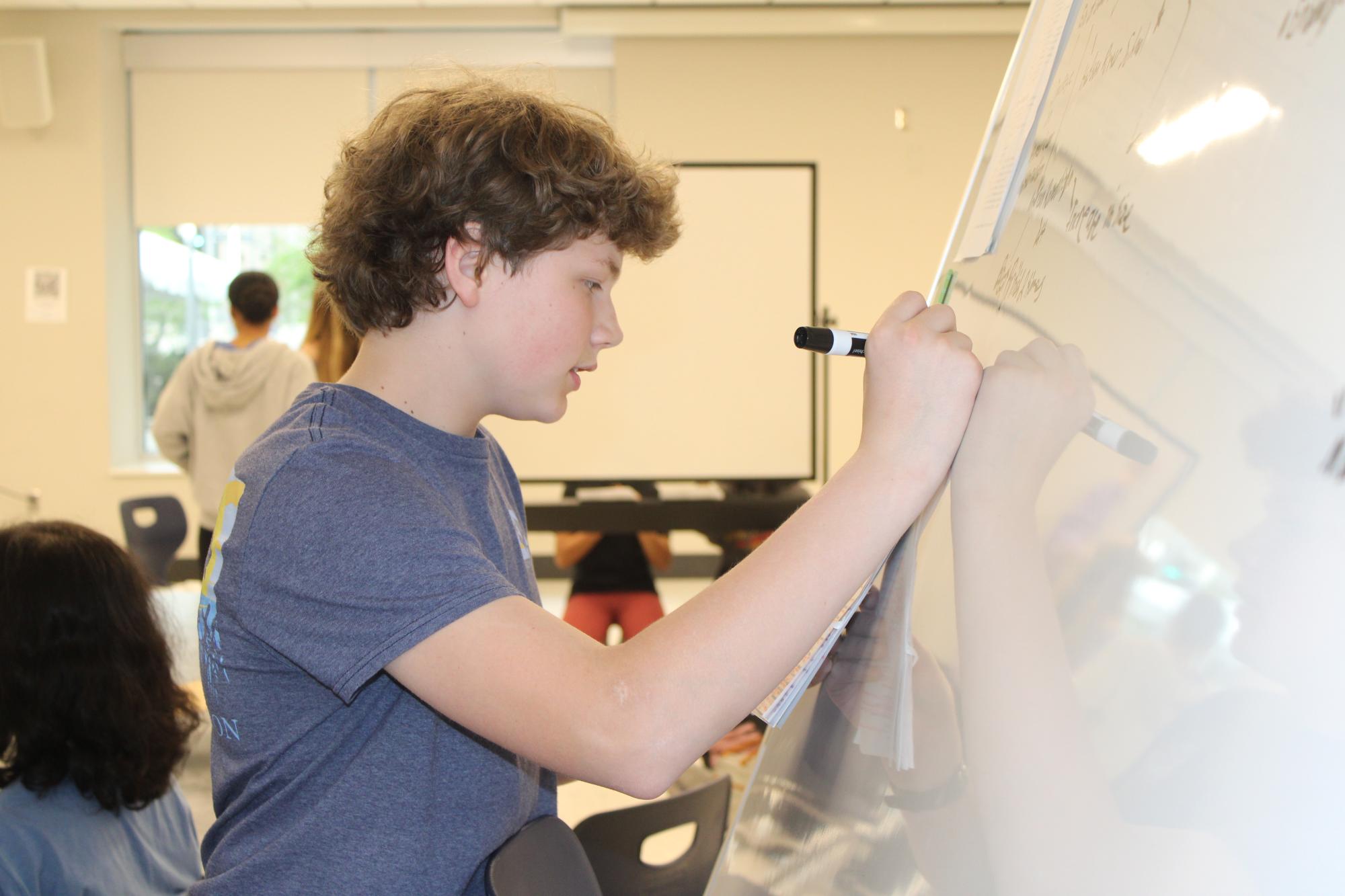 Boy at whiteboard