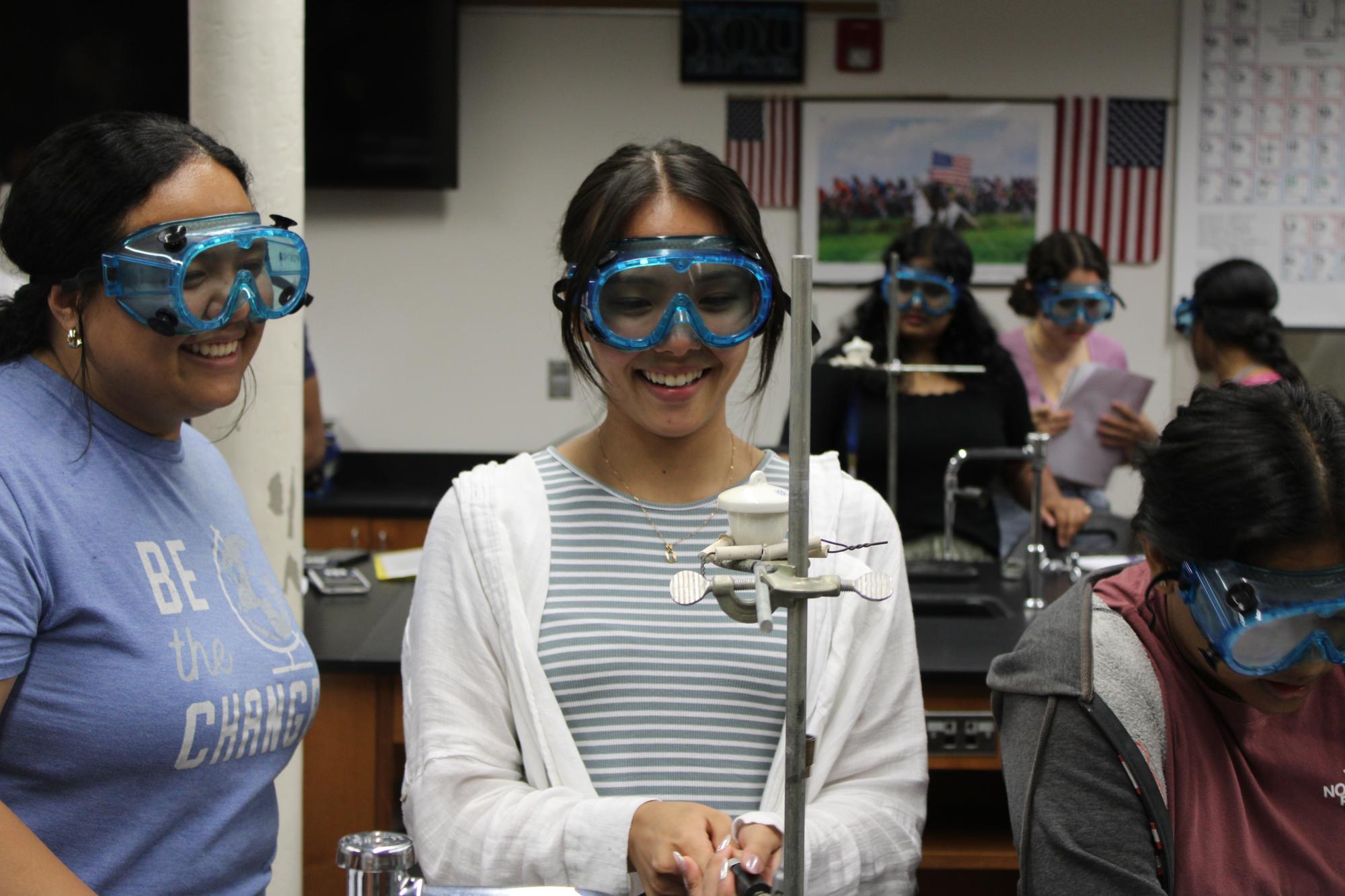 Students in science class