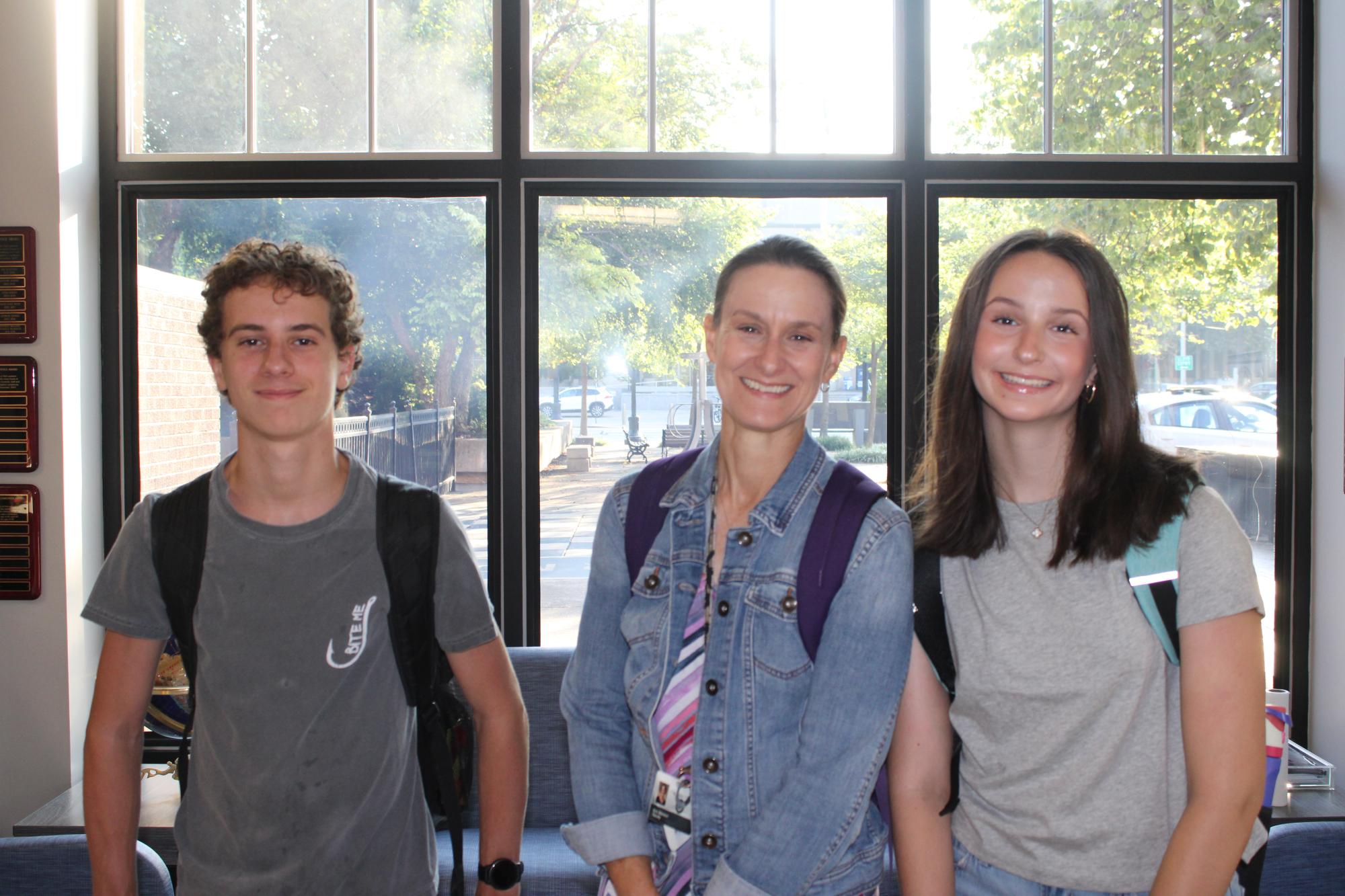 Teacher and students in photo